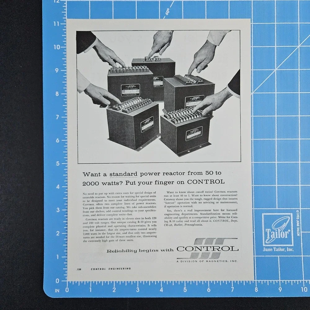 1958‎ Control Division Magnetics Inc Power Reactors Vintage Print Ad Butler PA